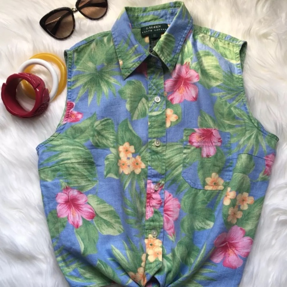 Lauren Ralph Lauren Hawaiian Shirt Size 10